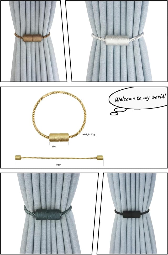 Detalle 2 de Pangogogo Vorhang Raffhalter 2 Stück Magnet