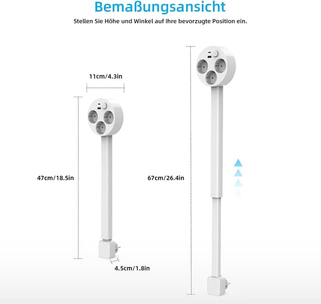 Detalle 2 de SMBLCE Steckdosenverlängerung mit USB-C