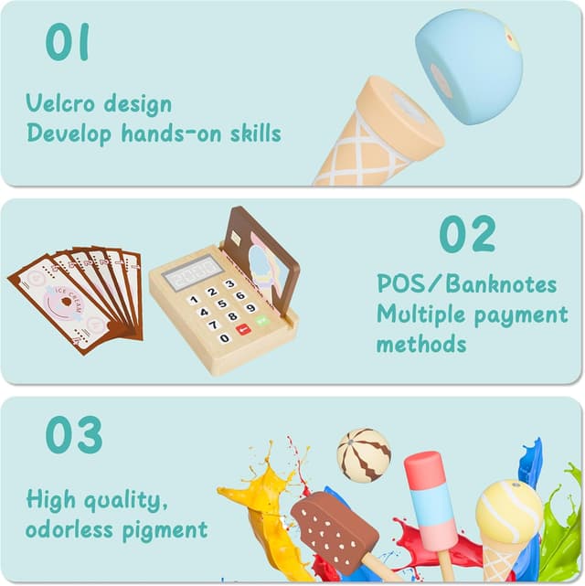 Thumbnail 4 de Gelateria in legno per bambini Giochi Montessori