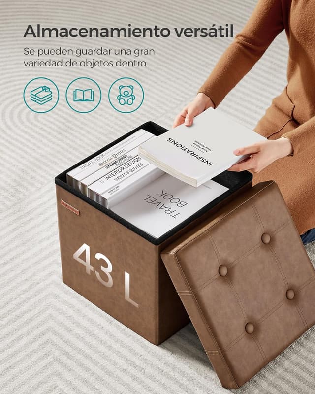 Thumbnail 4 de SONGMICS Puff 38 cm Banco almacenamiento