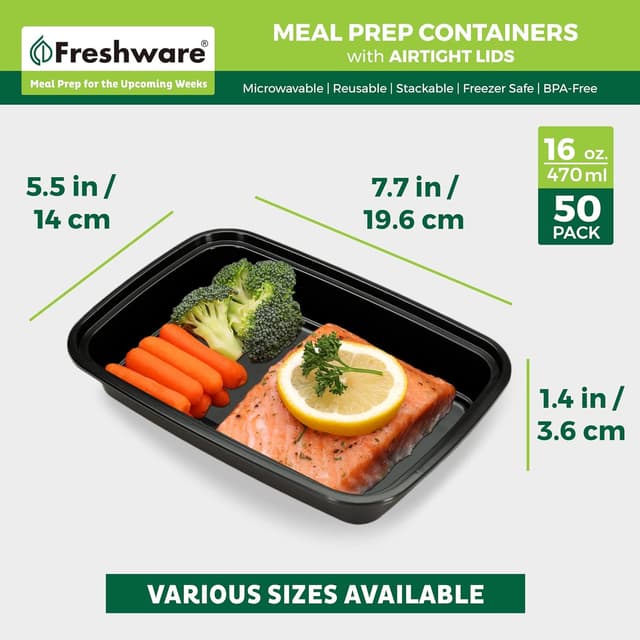Detalle 2 de Freshware Meal Prep Containers 16 oz 🍱