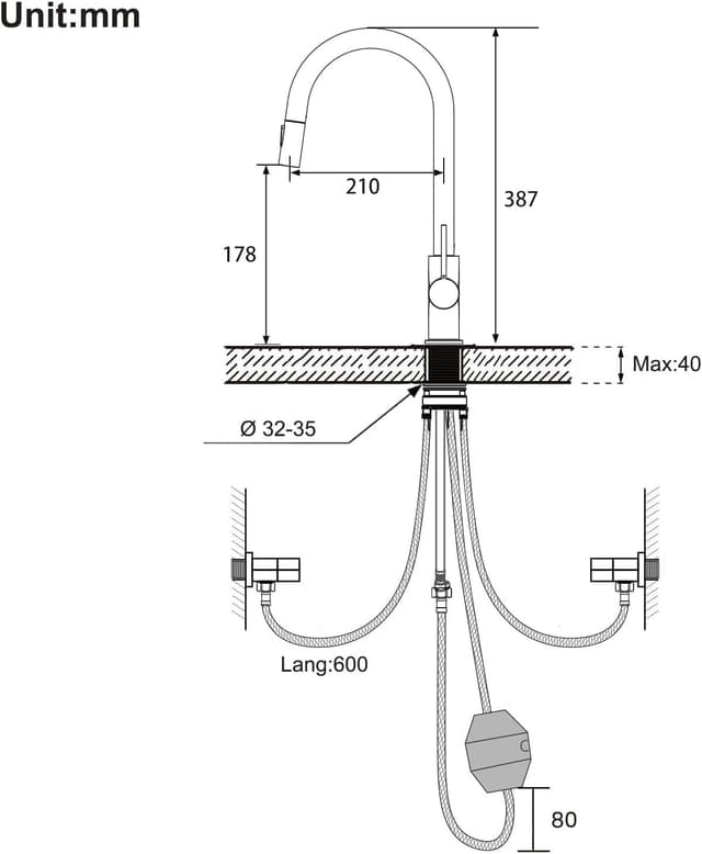 Detalle 2 de Lonheo miscelatore per lavello cucina con doccetta estraibile e 2 modalità di getto, girevole 360°
