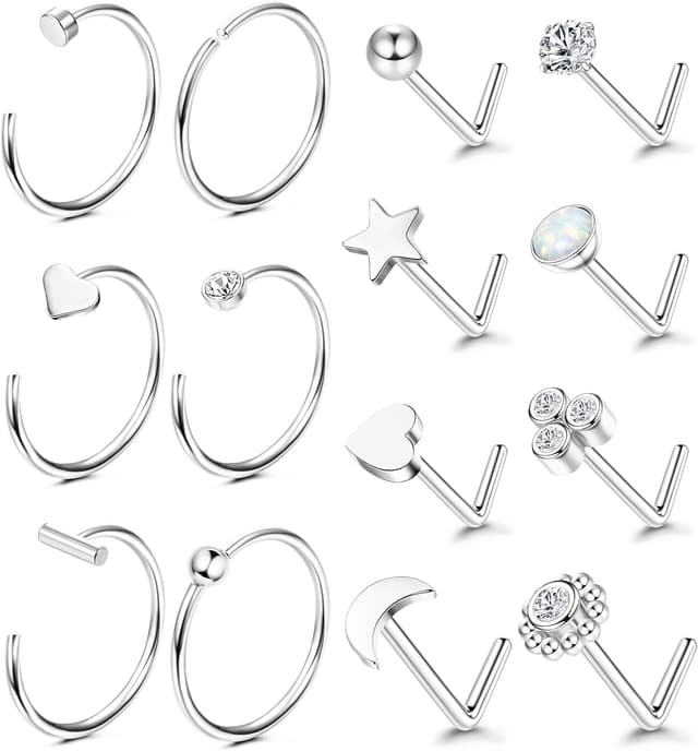 Imagen de LOLIAS 14K Gold Plated Nose Rings 14 pcs 💍 en OfertitasTOP