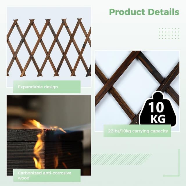 Detalle de Expandable Wooden Trellis Panels 30×190cm