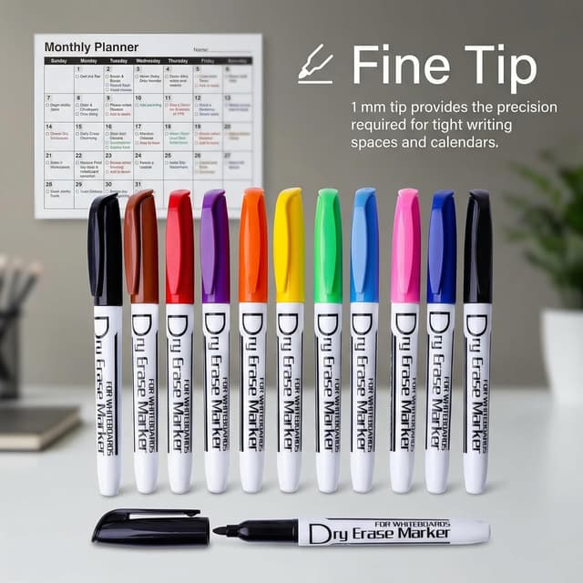 Detalle 2 de Volcanics Dry Wipe Pens Fine Tip, Box of 12 đź–Š