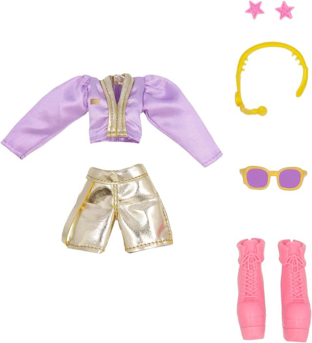 Detalle 2 de K-POP IDOL Nari bambola con stile K-Pop, capelli lavanda e 3 accessori per outfit (3+)