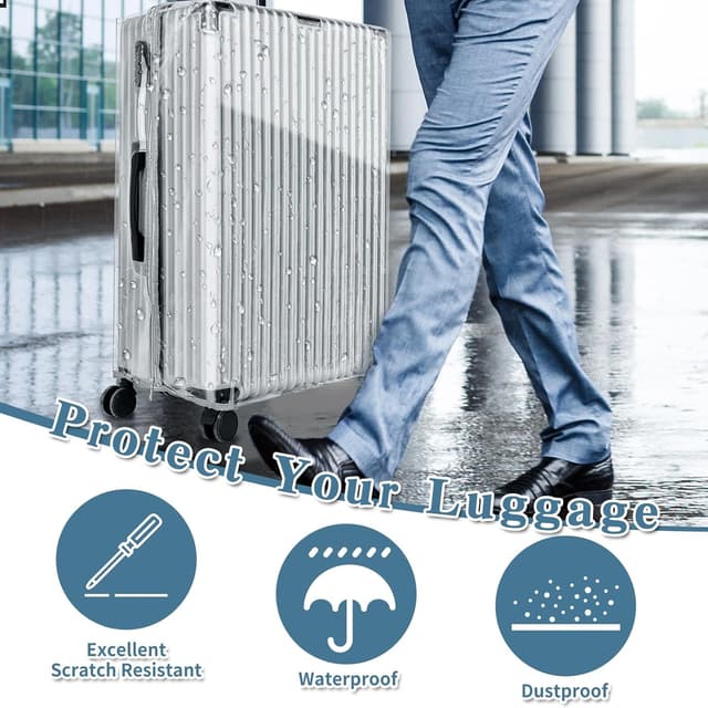 Detalle de Yotako Upgraded Suitcase Covers with Zippered – Clear PVC luggage protector (26 inch)