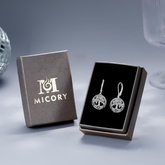 Thumbnail 6 de Micory Damen hängende Ohrringe aus 925 Sterling Silber mit Lebensbaum-Design (32 × 15 mm)