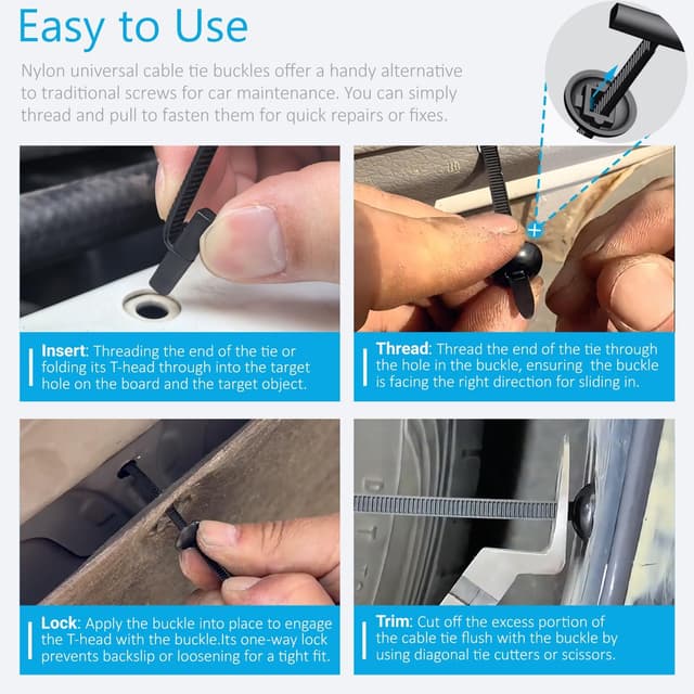 Thumbnail 5 de 50Pcs Nylon Universal Cable Tie Buckles for Repairs
