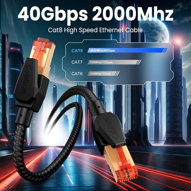 Thumbnail 1 de Cat 8 Long Ethernet Cable 20m — High‑Speed RJ45