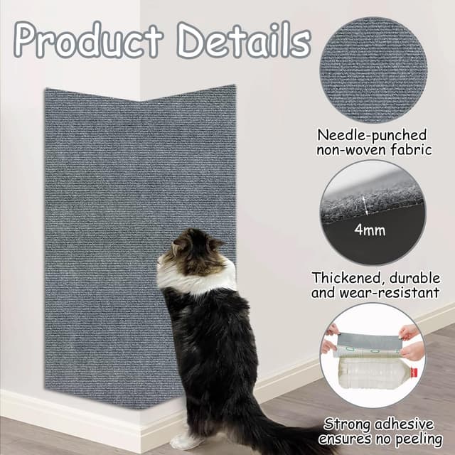 Detalle 2 de Xynovate tappetino tiragraffi adesivo per gatti grigio chiaro, riutilizzabile e tagliabile