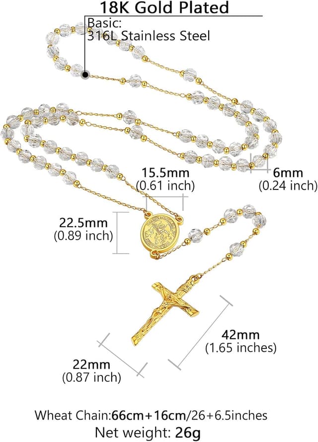 Detalle 2 de Supcare collana rosario con croce 66 cm