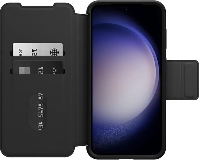 Detalle de OtterBox Strada coque à rabat en cuir pour Galaxy S23+ avec porte-cartes et protection antichoc (noir)
