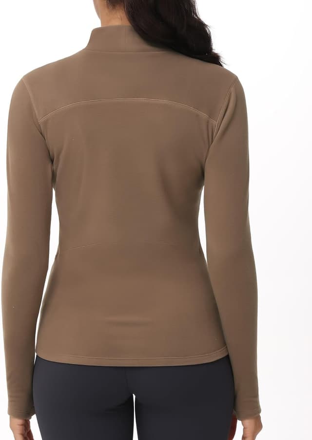 Detalle de THE GYM PEOPLE sous-vêtement thermique à col roulé pour femme en polaire (avec trous pour les pouces)