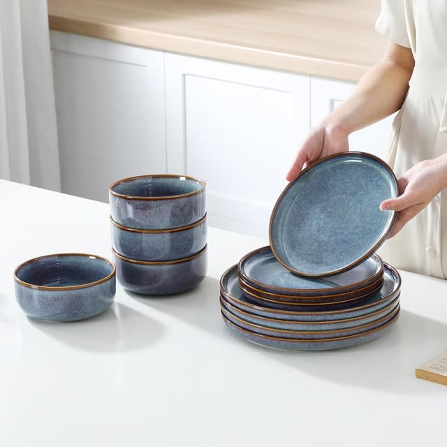 Thumbnail 5 de Vancasso Playa 12-Piece Grey-Blue Dinnerware