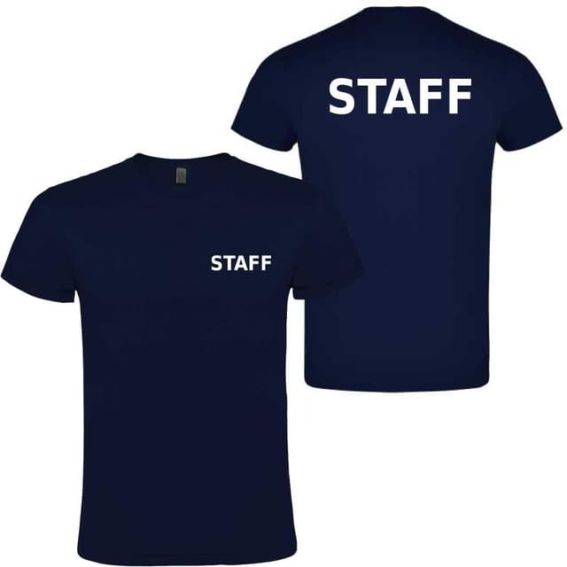 Detalle 2 de T-shirt in cotone STAFF davanti e dietro (Bianco, M)