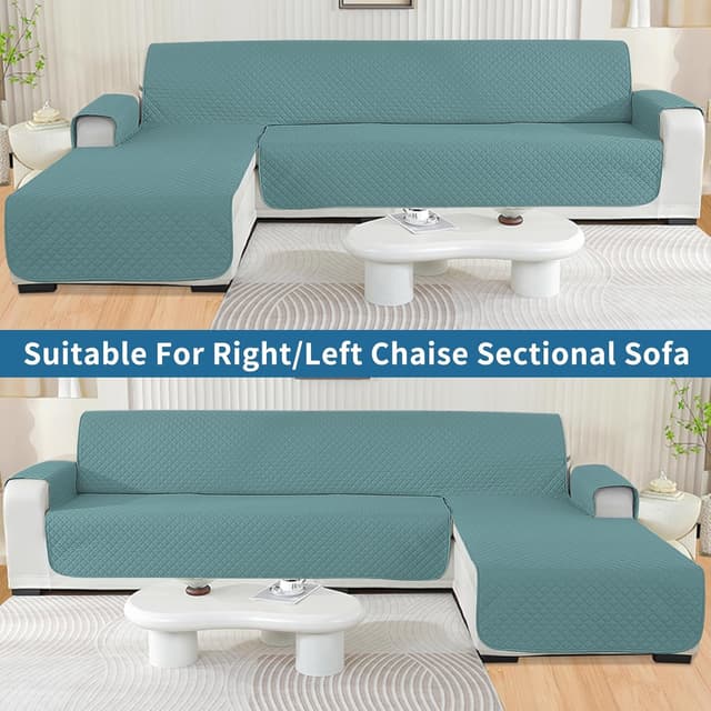 Detalle de Ystyle Copridivano 2 posti con penisola reversibile (destra/sinistra) impermeabile e antiscivolo, blu chiaro 210 cm