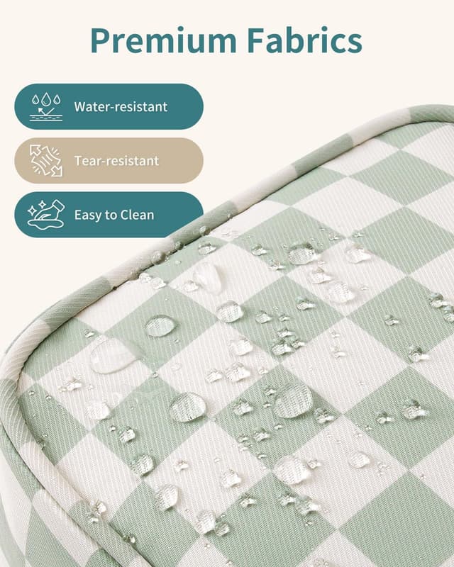 Thumbnail 5 de Travel Toiletry Wash Bag Mint Green Checkerboard