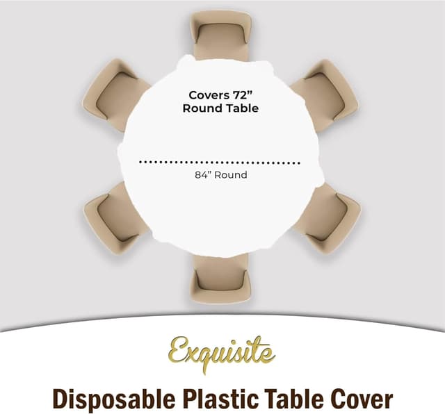 Detalle de Exquisite 12-Pack Plastic Tablecloths (84-inch Round) in White