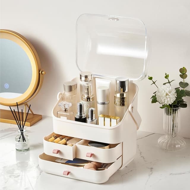 Thumbnail 3 de Makeup Organiser Holder with Lid 3-Drawer