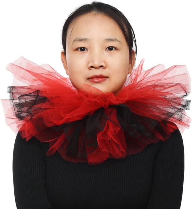 Detalle 1 de Blessume Victorian Ruffle Collar Renaissance Mesh Clown Collar (Layered Neck Ruff)