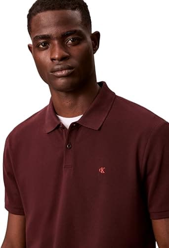 Detalle de Calvin Klein Polo SS Monogram piqué LV040EM269 para hombre en morado (marrón moca), talla L