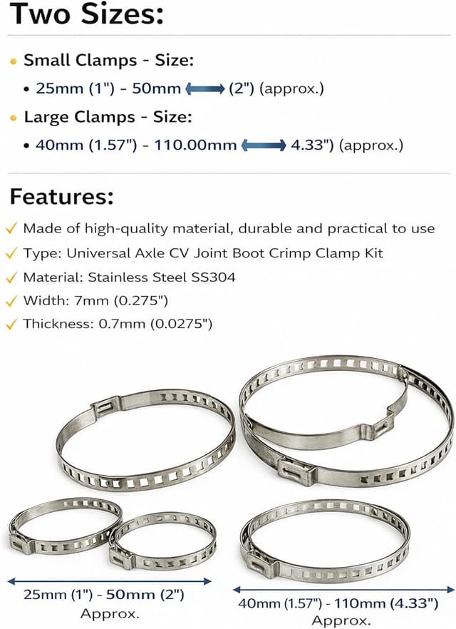 Detalle 2 de Boltza CV Boot Clips Stainless Steel 25–50mm