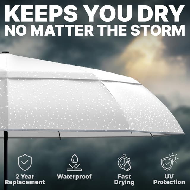 Thumbnail 6 de Royal Walk windproof folding travel umbrella with automatic open/close and genuine real wood handle (White)