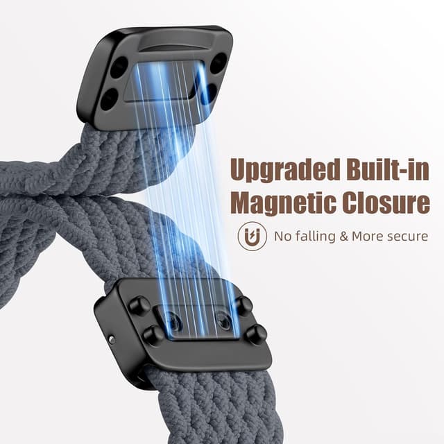Detalle de Oielai braided nylon Apple Watch strap with adjustable magnetic clasp (40/41/42/44/45/46/49mm compatible)