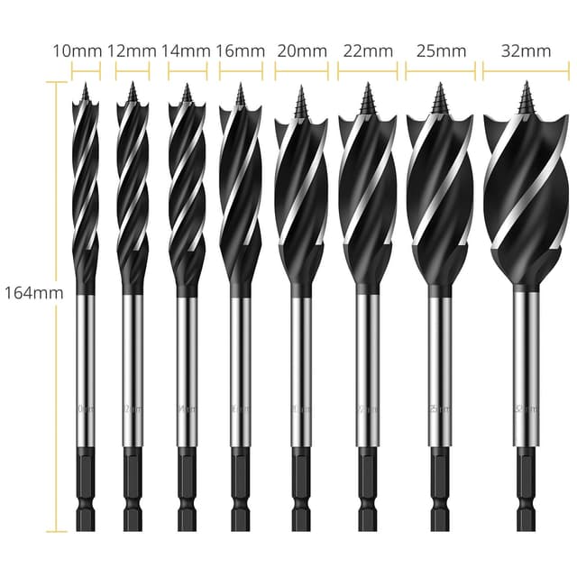 Detalle 2 de AMTOVL Wood Drill Bit Set 8pc, 10–32mm 🛠