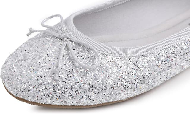 Detalle 2 de Feversole Round Glitter Ballerina Damen Ballerinas mit Slip-on-Design und Profilsohle