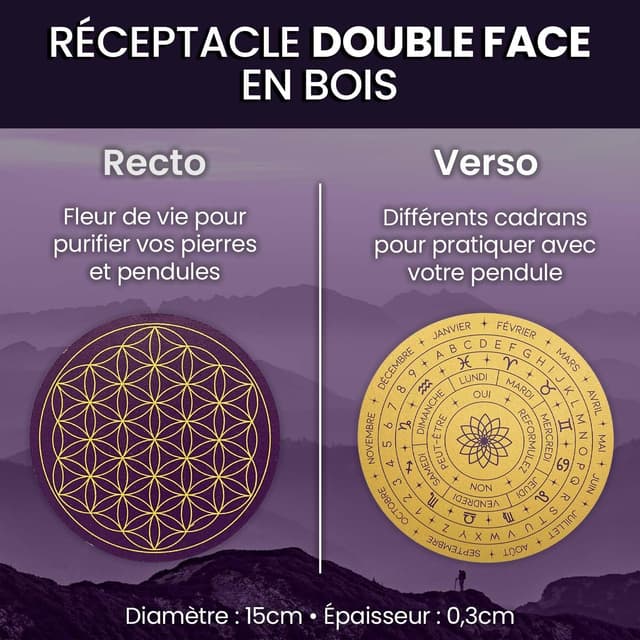 Thumbnail 4 de Pendule Divinatoire VIBRATIS avec Fleur de Vie ⚙