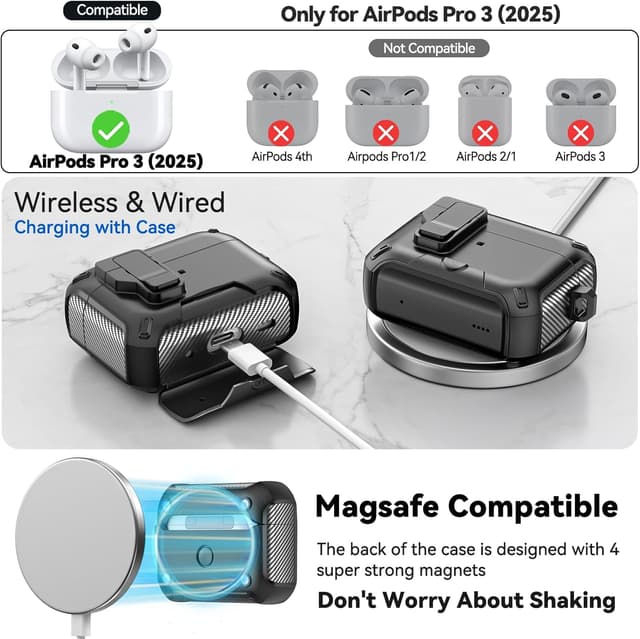 Thumbnail 1 de Ekoonpft AirPods Pro 3 Case with Safety Lock