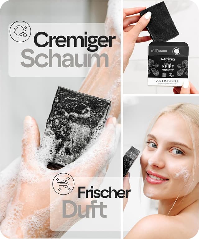 Detalle 1 de Meina Schwarze Seife Aktivkohle 100 g