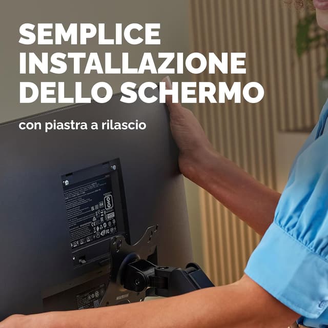 Detalle de Fellowes Braccio Monitor Singolo Everyday Plus per schermi 17–32" (2–9 kg) con regolazione in altezza, inclinazione e rotazione – Nero