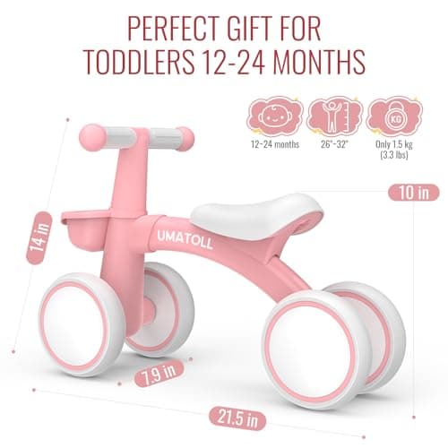 Thumbnail 8 de Umatoll bicicleta sin pedales para niños desde 1 año con canasta (rosa)