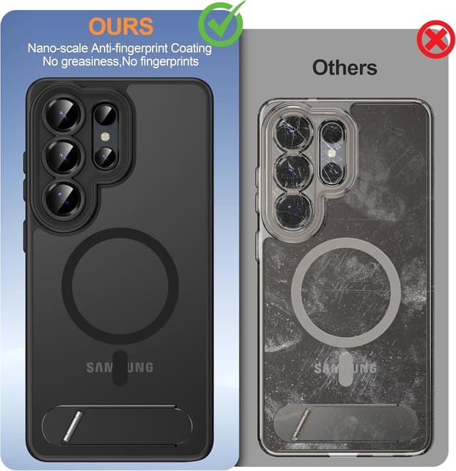 Thumbnail 6 de AMILIFECASES Magnetic Case for Samsung Galaxy S26 Ultra (MagSafe, Full Camera Protection, Invisible Kickstand) - Translucent Matte Black