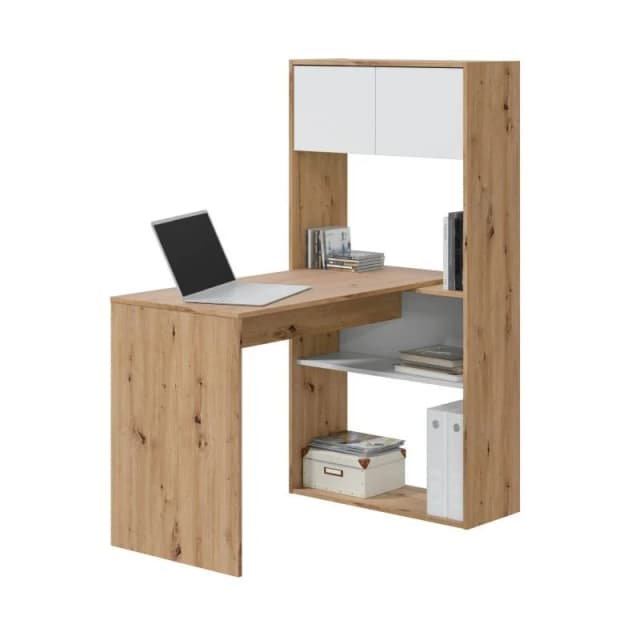 Detalle de Duo 100 Blanco Artik roble Nodi — escritorio estantería 💺