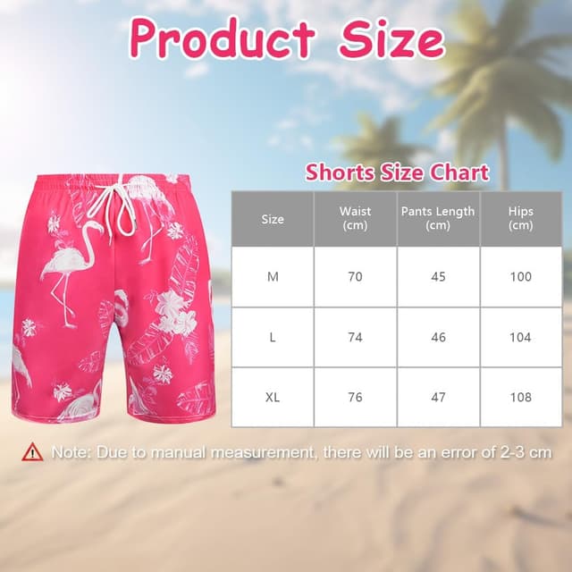 Detalle 2 de Aomig Uomo Hawaiani pantaloncini da bagno con stampa tropicale e taschino (Blu, M-XL)