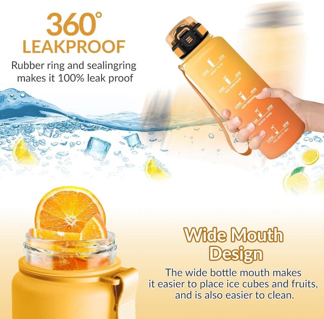 Detalle de Motswedi borraccia 1500 ml motivazionale con cannuccia, senza BPA