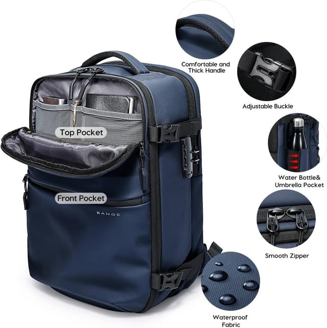 Detalle de BG FUTURE AESTHETICS Reiserucksack mit TSA-Zahlenschloss, wasserdichtem Polyester und Laptopfach bis 15,6 Zoll