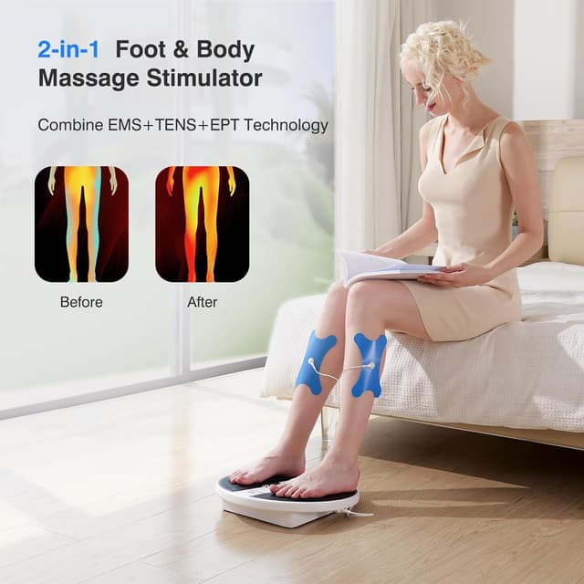 Detalle de EaseZen EMS Foot Massager for Pain & Circulation with 10 Modes, 20 Intensities (Cordless Rechargeable)