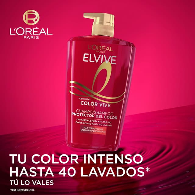 Detalle 2 de L’Oréal Paris Elvive Color Vive Champú Protector 1L 💇♀