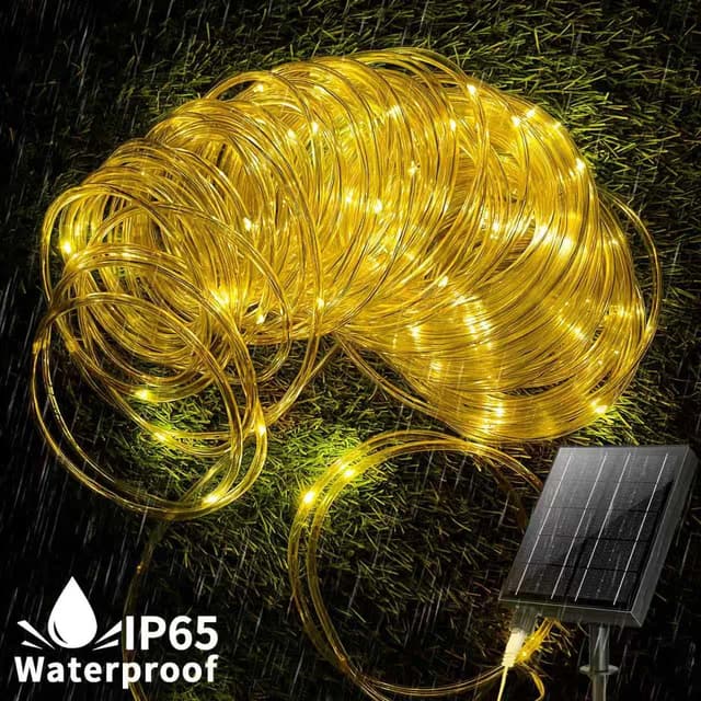 Detalle 2 de RJEDL Catena luminosa esterno solare 53m con 500 LED e telecomando 8 modalità, IP65