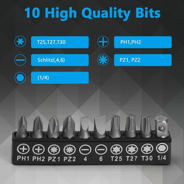 Detalle de OSDUE mini clé à cliquet et tournevis magnétique 1/4" avec embouts hexagonaux