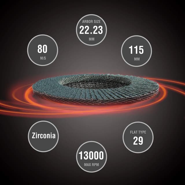 Detalle de WORKPRO Dischi abrasivi da 115 mm grana 80 (10 pezzi) per smerigliatrici angolari