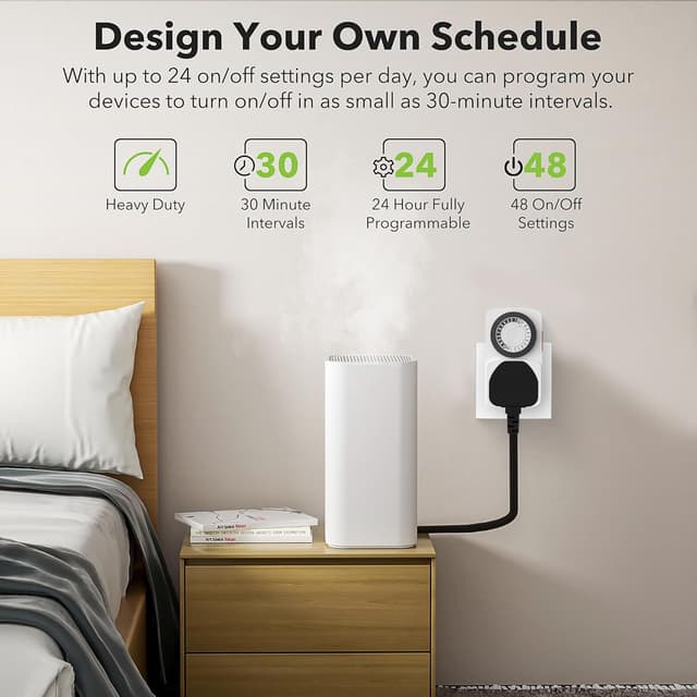 Detalle 1 de HBN 24 Hour Plug Timer 30 min 2-pack