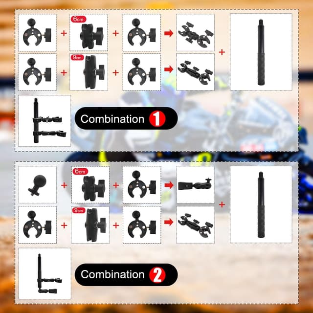 Thumbnail 2 de HAFOKO Motorcycle Double Clamp Mount Kit 47
