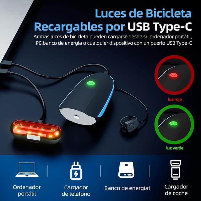 Thumbnail 4 de Gobikey Luces Bicicleta Delantera y Trasera 1200mAh