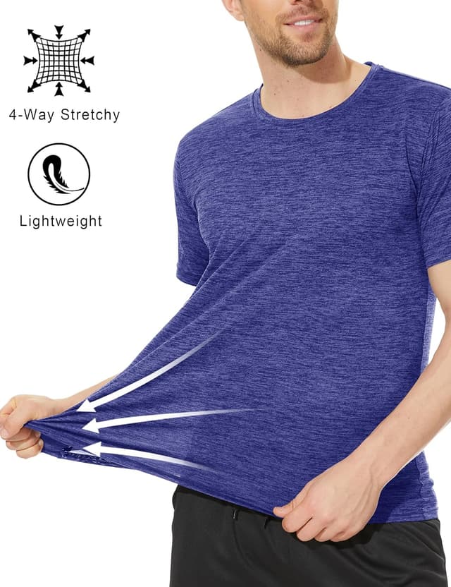 Detalle de KEFITEVD Men’s Quick Dry Sport T-Shirt (Short Sleeve, 4-way stretch)